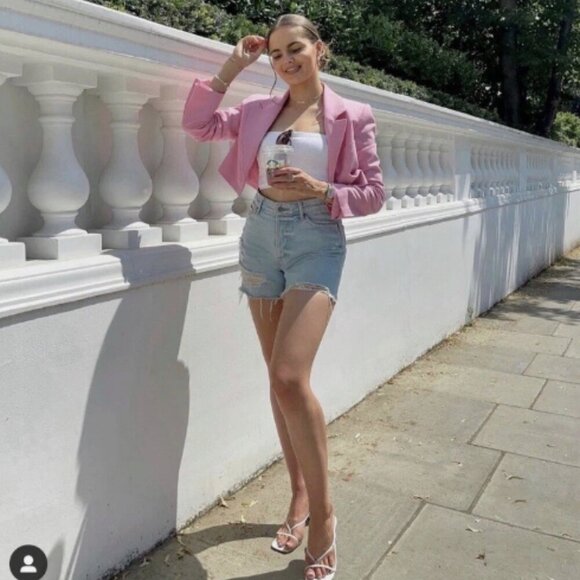 Zara Crop Blazer Light Pink Barbie Bloggers Favourite M - Picture 15 of 16